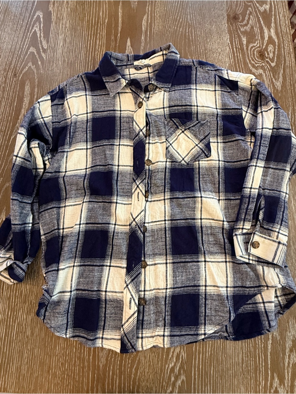 Maurices Navy and White Plaid Shirt